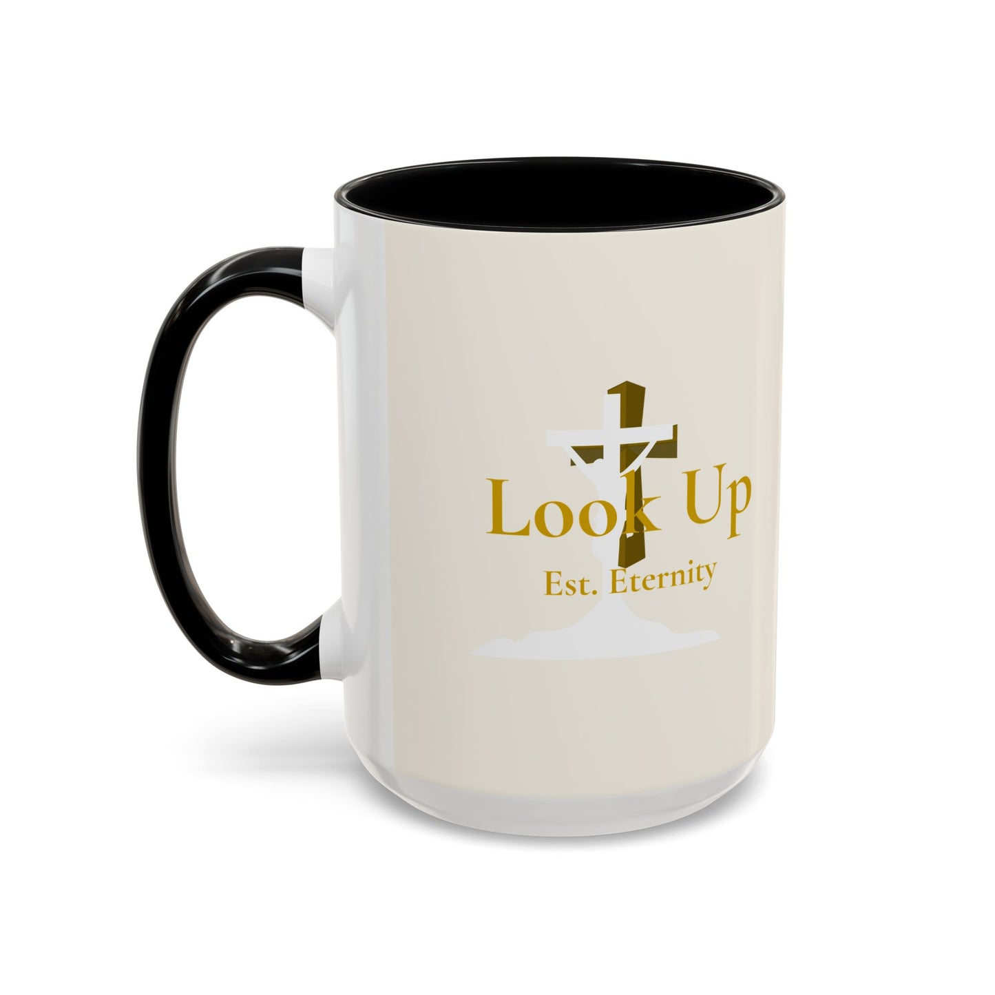 Look Up Est. Eternity Accent Coffee Mug with Cross – 11 oz & 15 oz
