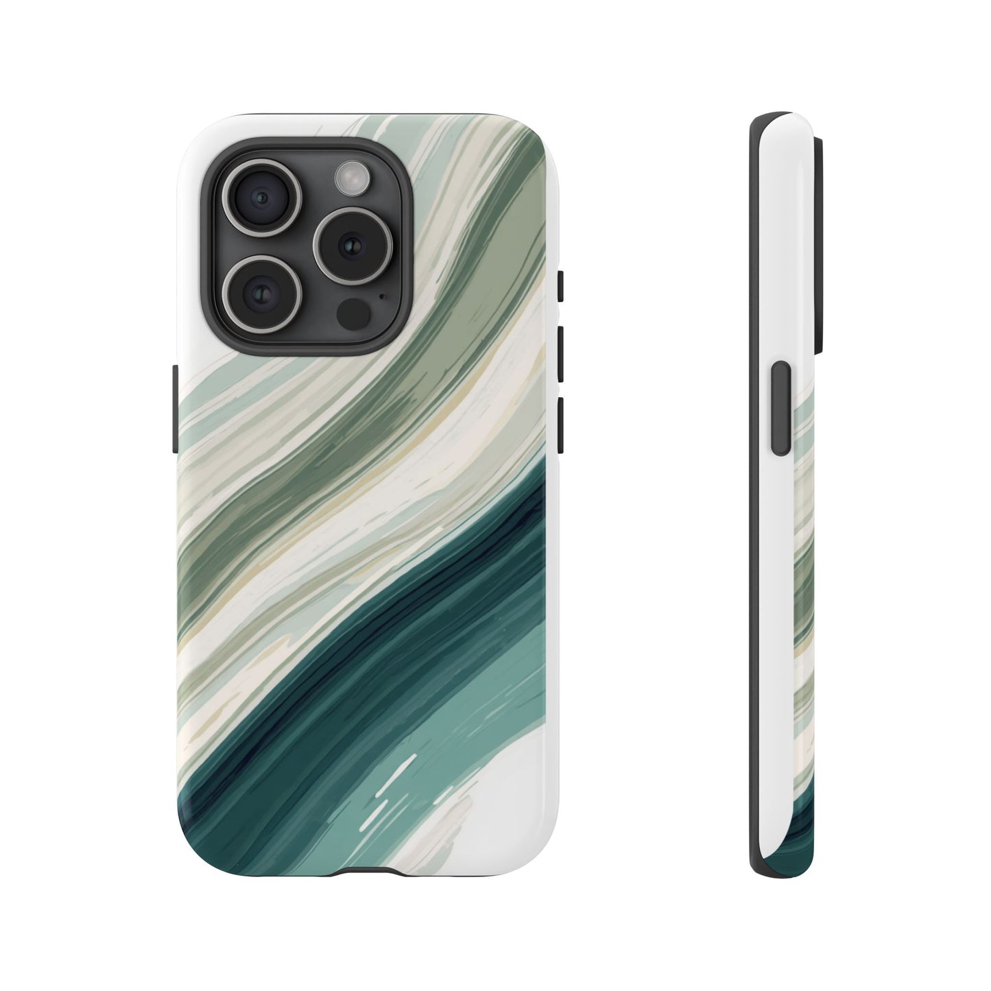 Sea Glass Drift Phone Case – Coastal Abstract Ocean Waves iPhone Case | Sage Green Minimalist Protective Cover