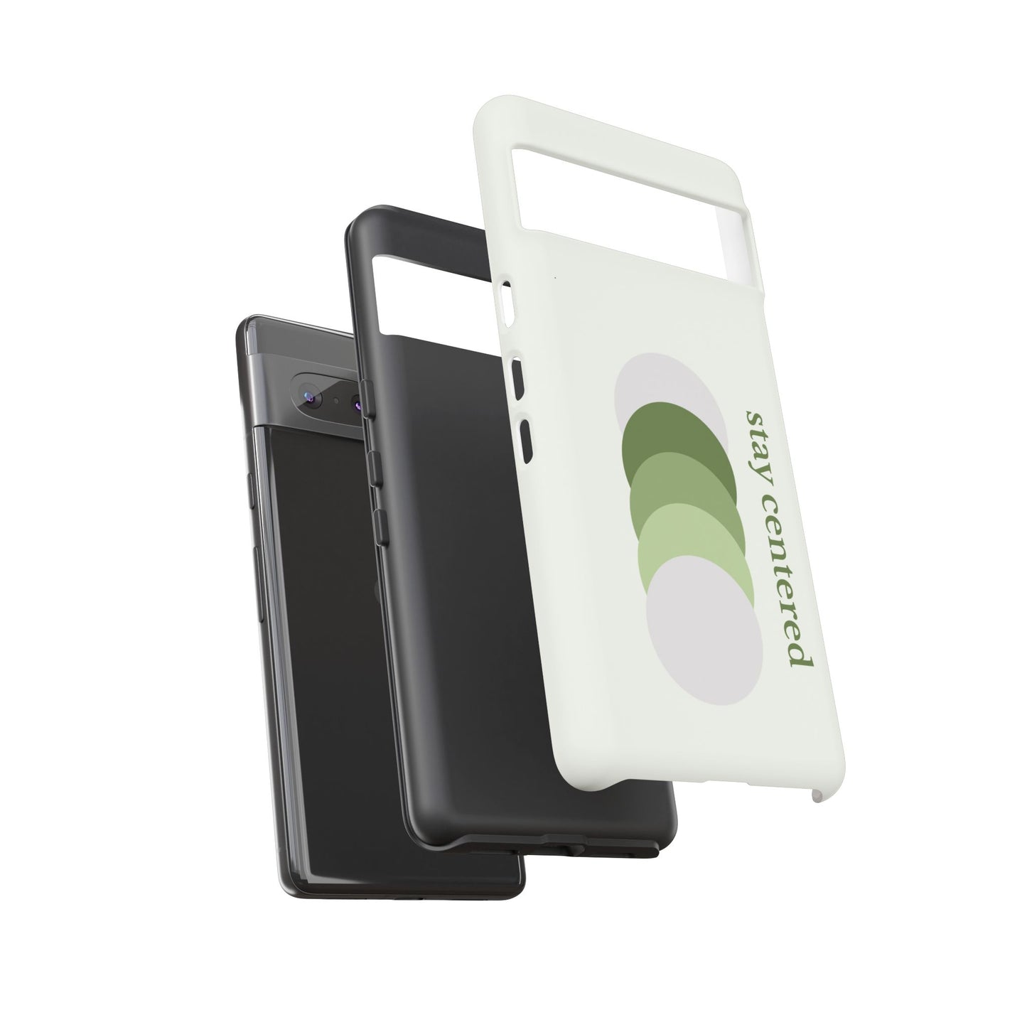 Stay Centered Minimalist Phone Case – Sage Green Wellness Aesthetic iPhone Case | Modern Neutral Protective Cover