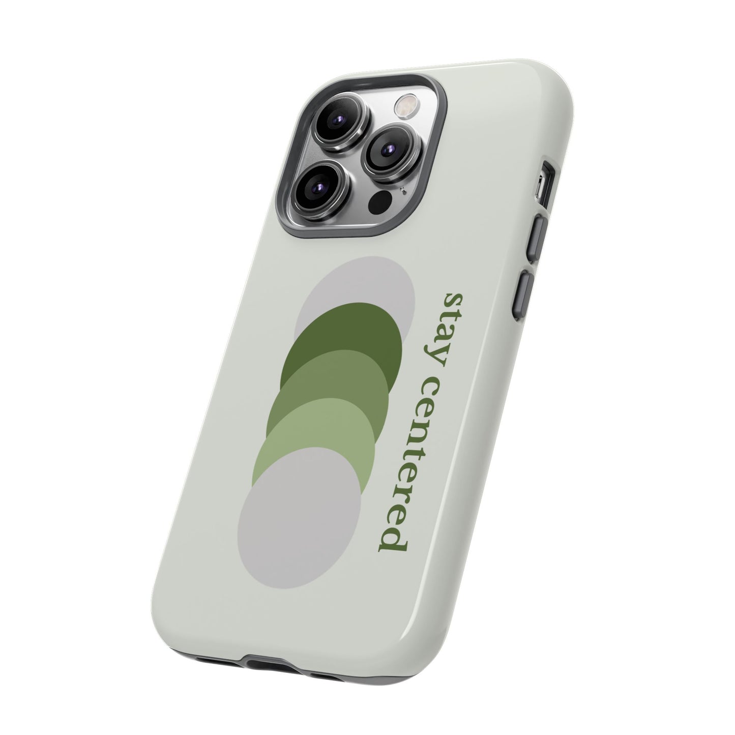 Stay Centered Minimalist Phone Case – Sage Green Wellness Aesthetic iPhone Case | Modern Neutral Protective Cover