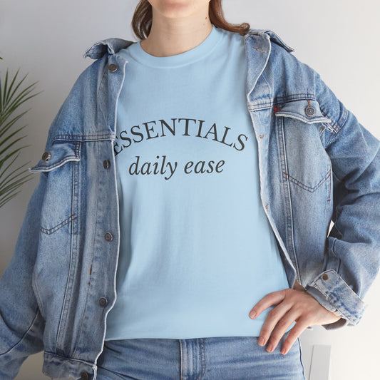Essentials Embroidered Unisex Heavy Cotton Tee | Daily Ease Curved Text T-Shirt | Minimalist Everyday Shirt