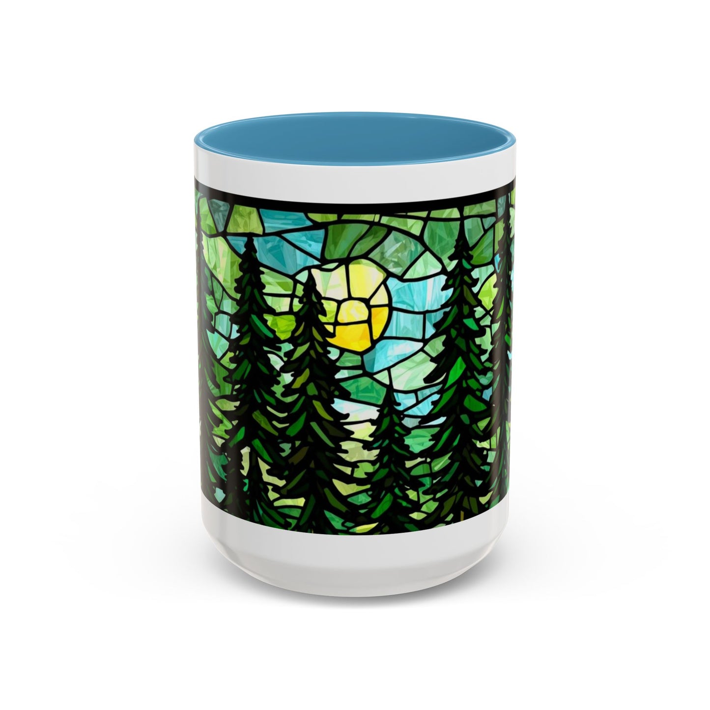 Stained Glass Forest Sunrise Mug – 15oz