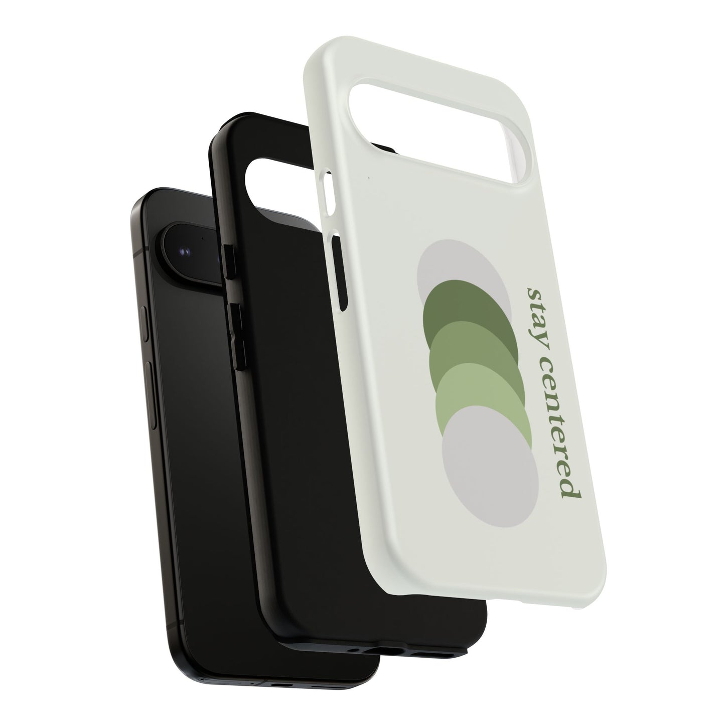 Stay Centered Minimalist Phone Case – Sage Green Wellness Aesthetic iPhone Case | Modern Neutral Protective Cover