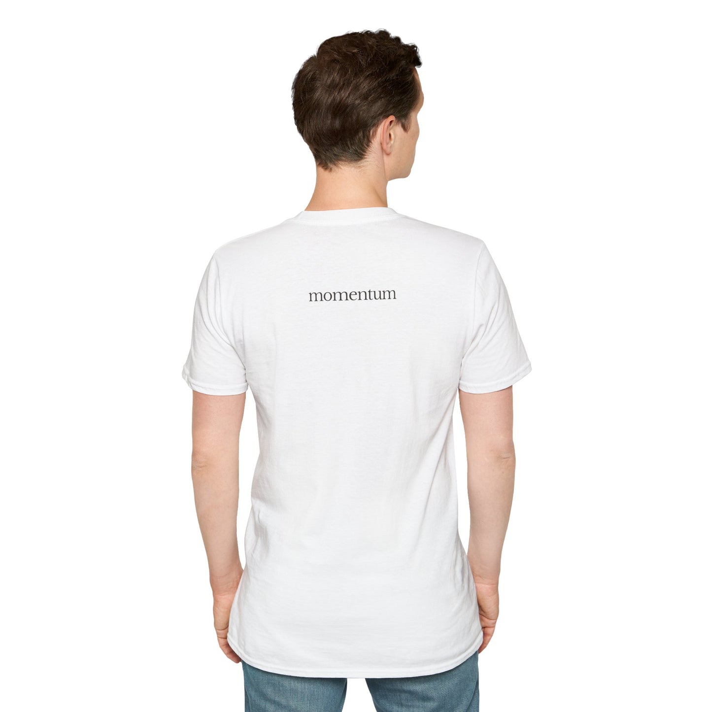 think < do > Unisex Softstyle T-Shirt | Minimalist Inspirational Tee with Momentum Back Detail