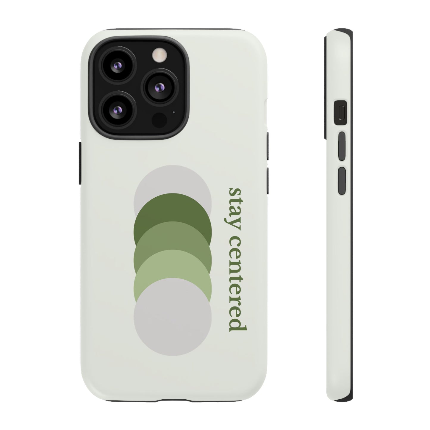 Stay Centered Minimalist Phone Case – Sage Green Wellness Aesthetic iPhone Case | Modern Neutral Protective Cover