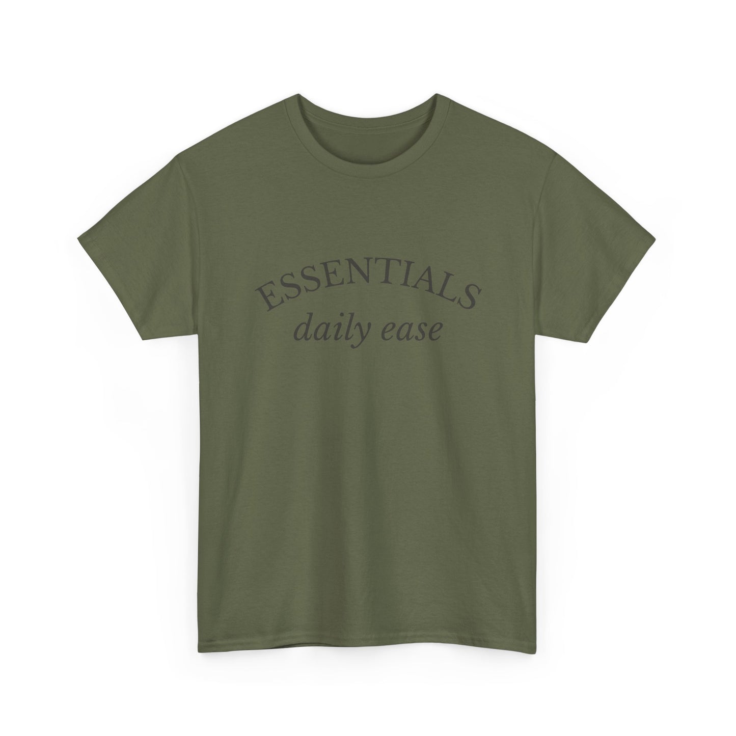 Essentials Embroidered Unisex Heavy Cotton Tee | Daily Ease Curved Text T-Shirt | Minimalist Everyday Shirt