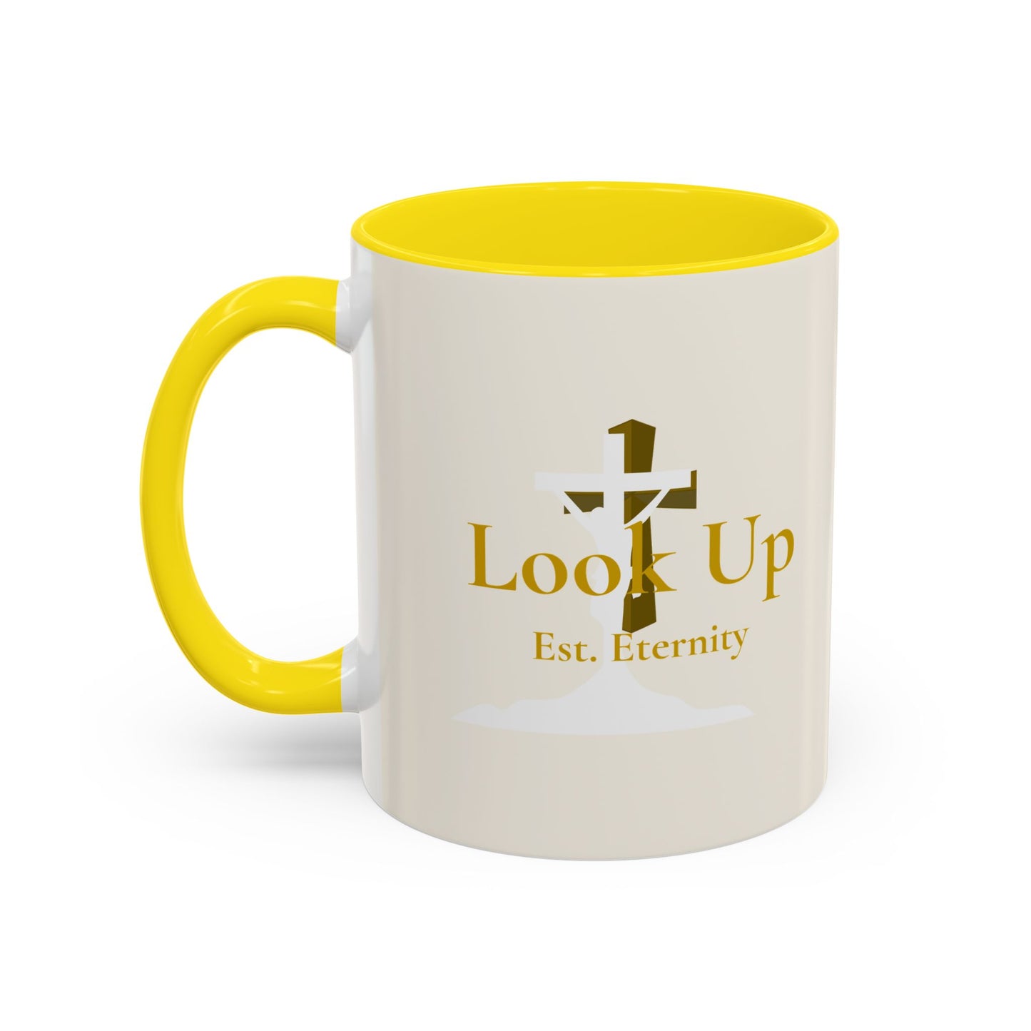Look Up Est. Eternity Accent Coffee Mug with Cross – 11 oz & 15 oz