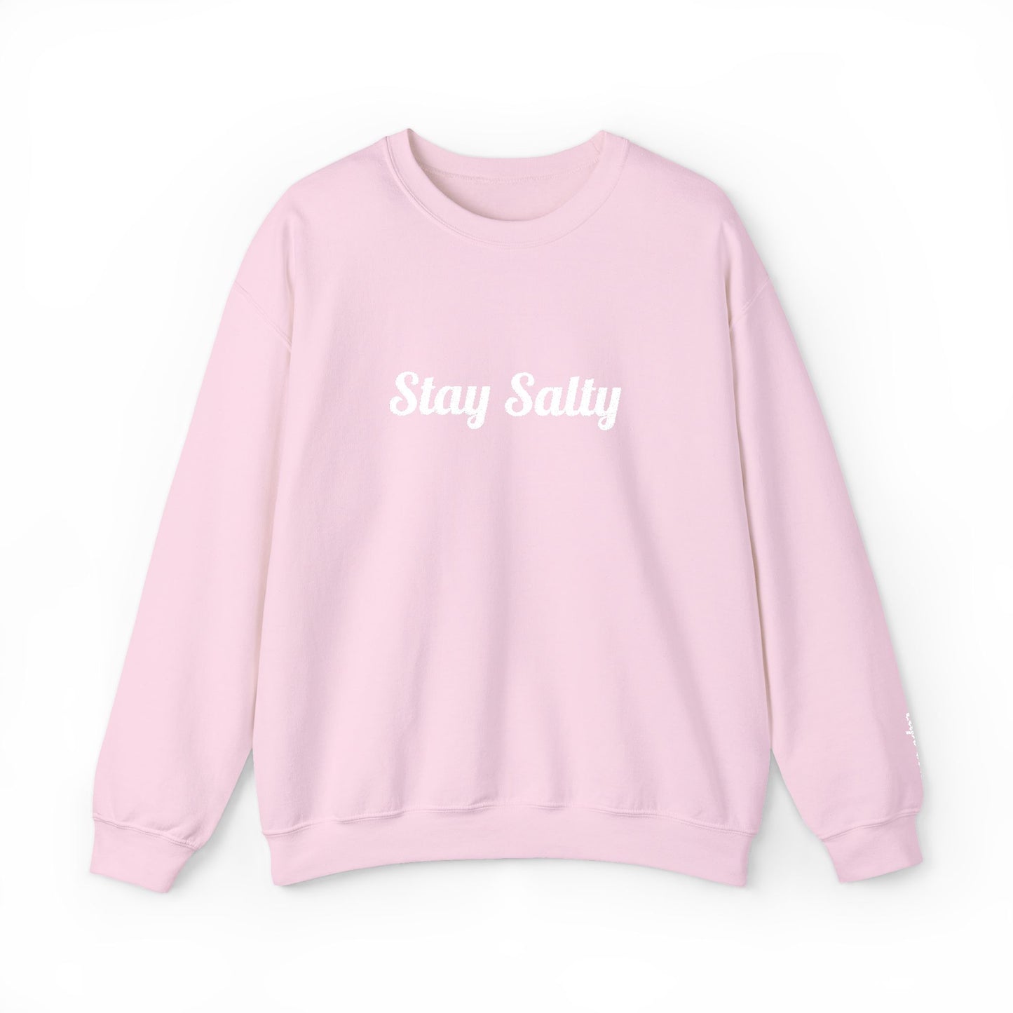 Personalize Embroidered crewneck Sweatshirt — Use your own words on front and left sleeve