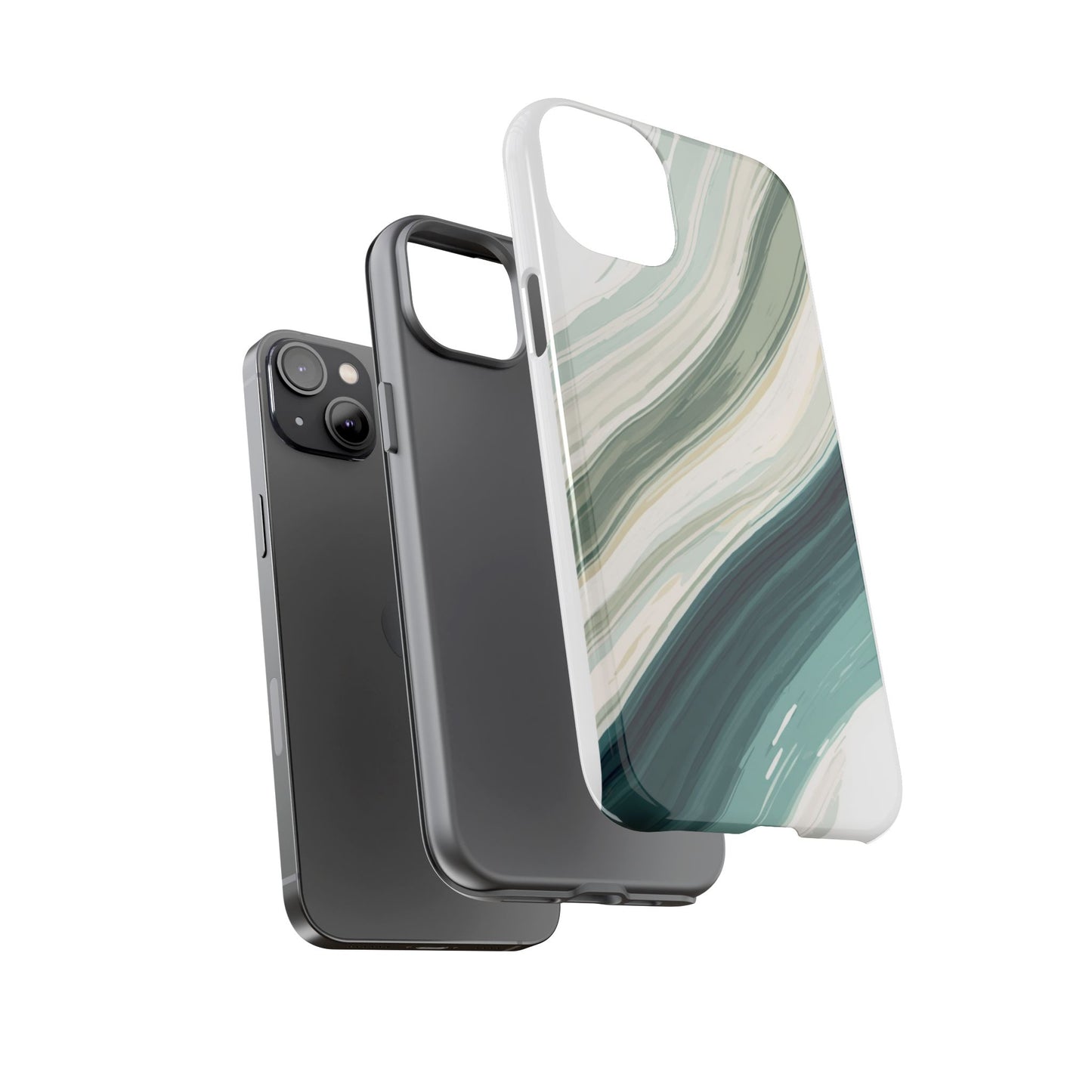 Sea Glass Drift Phone Case – Coastal Abstract Ocean Waves iPhone Case | Sage Green Minimalist Protective Cover
