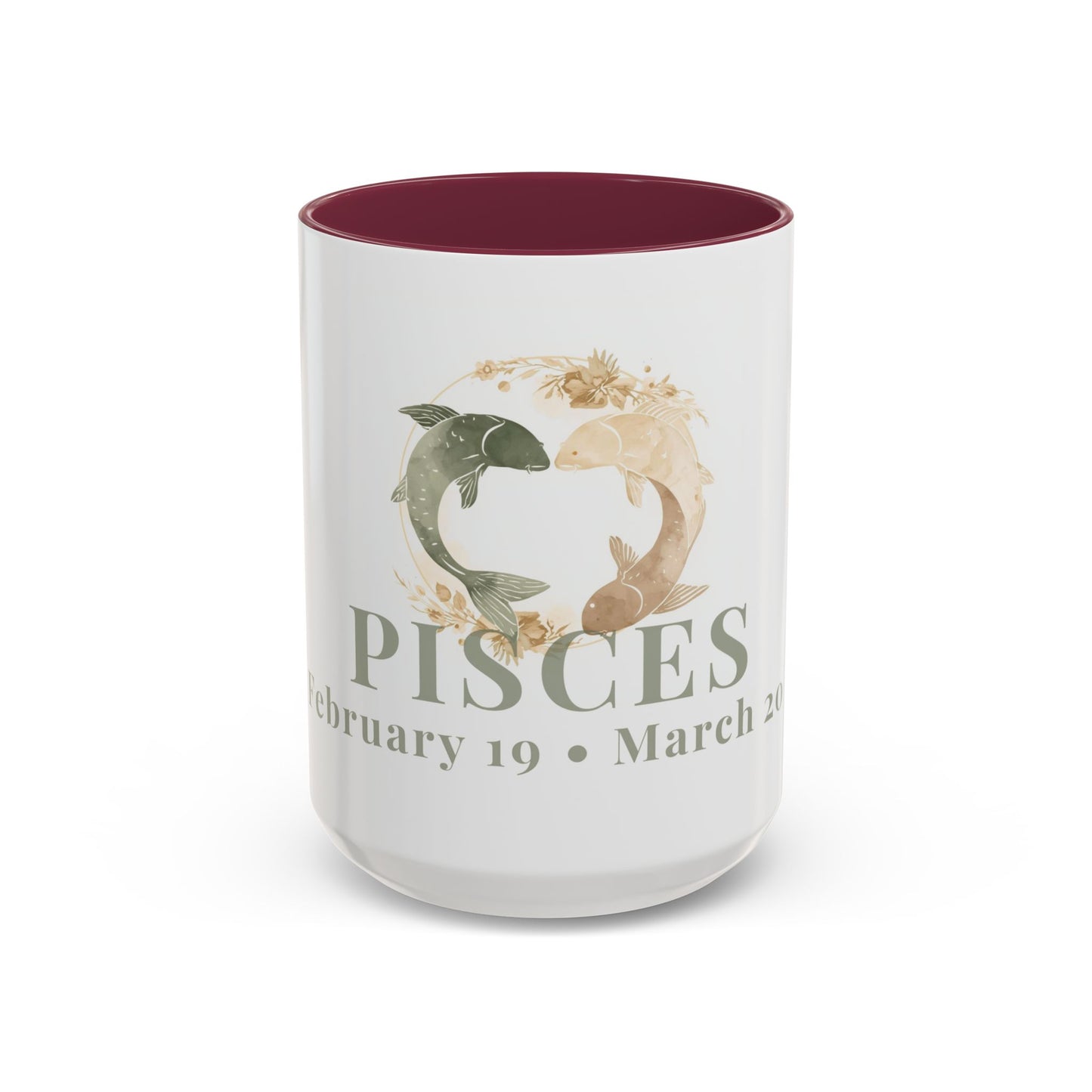Pisces Zodiac Mug - February 19 - March 20 Astrology Coffee Cup - Two flowing fish Zodiac Sign Mug - 15 oz.