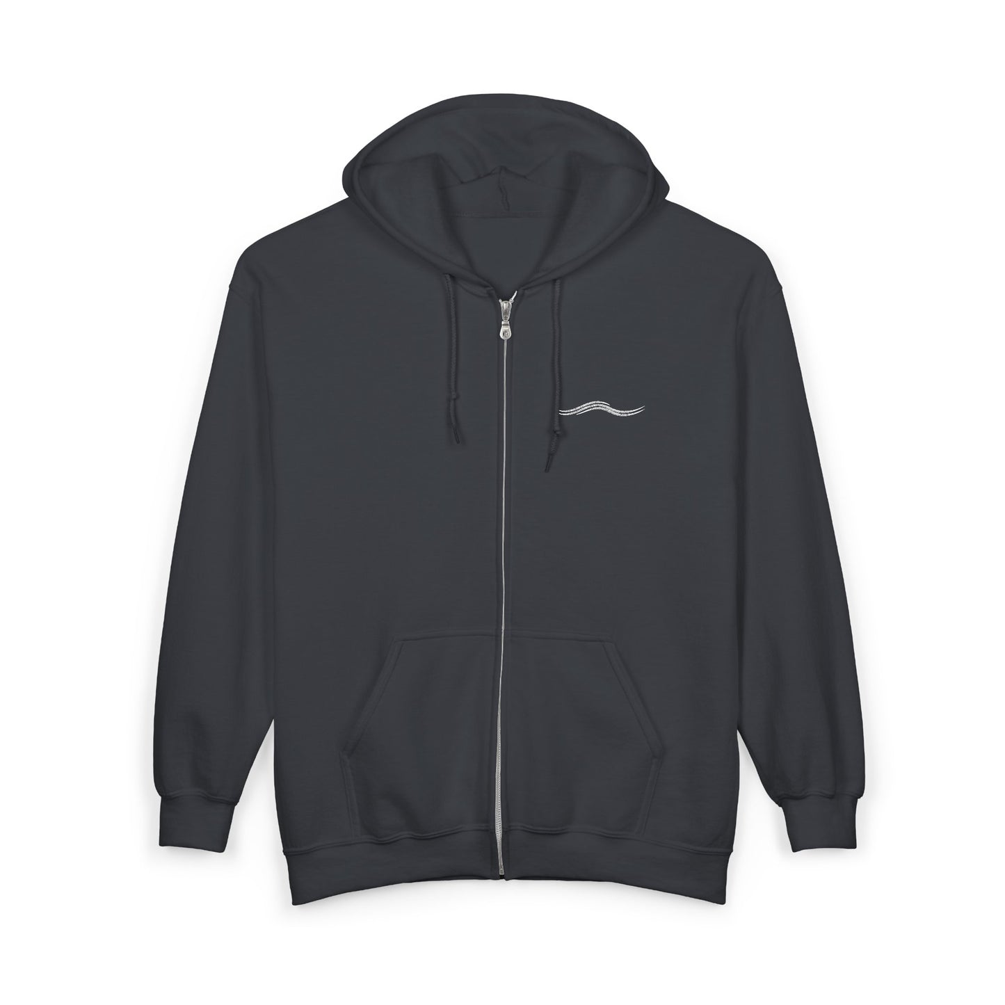 Minimal Wave Zip Hoodie — Subtle Coastal Graphic Full-Zip Sweatshirt