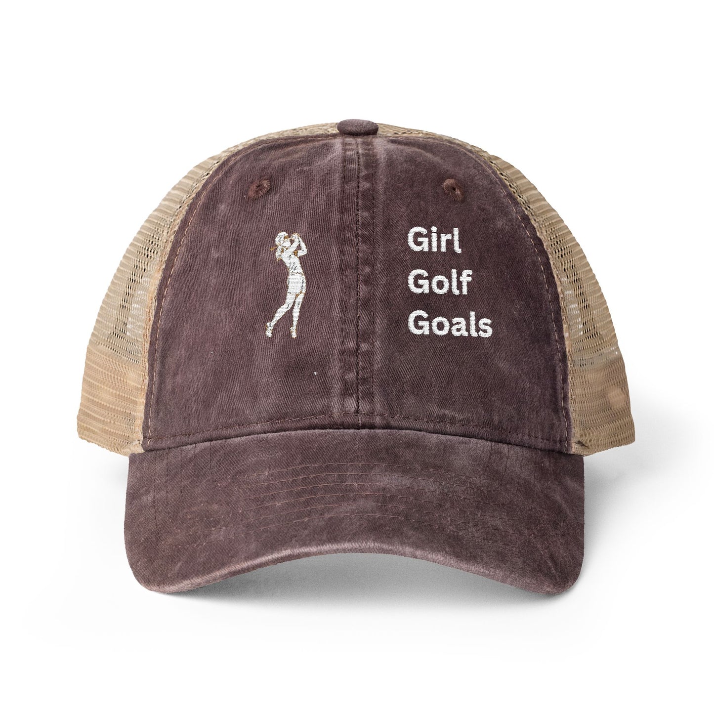 Girl. Golf. Goals. Women’s Washed Mesh-Back Cap