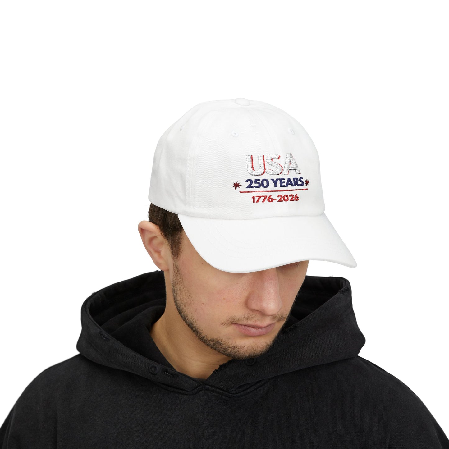 USA 250 Years Embroidered Classic Dad Cap | 1776–2026 Patriotic Anniversary Hat