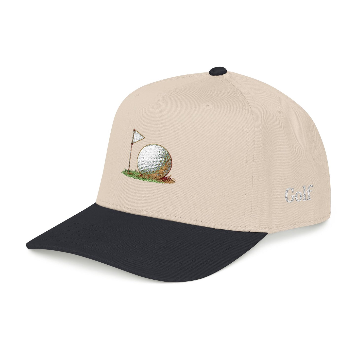 Vintage Golf Mid Profile Baseball Cap – Embroidered Golf Ball Flag Hat