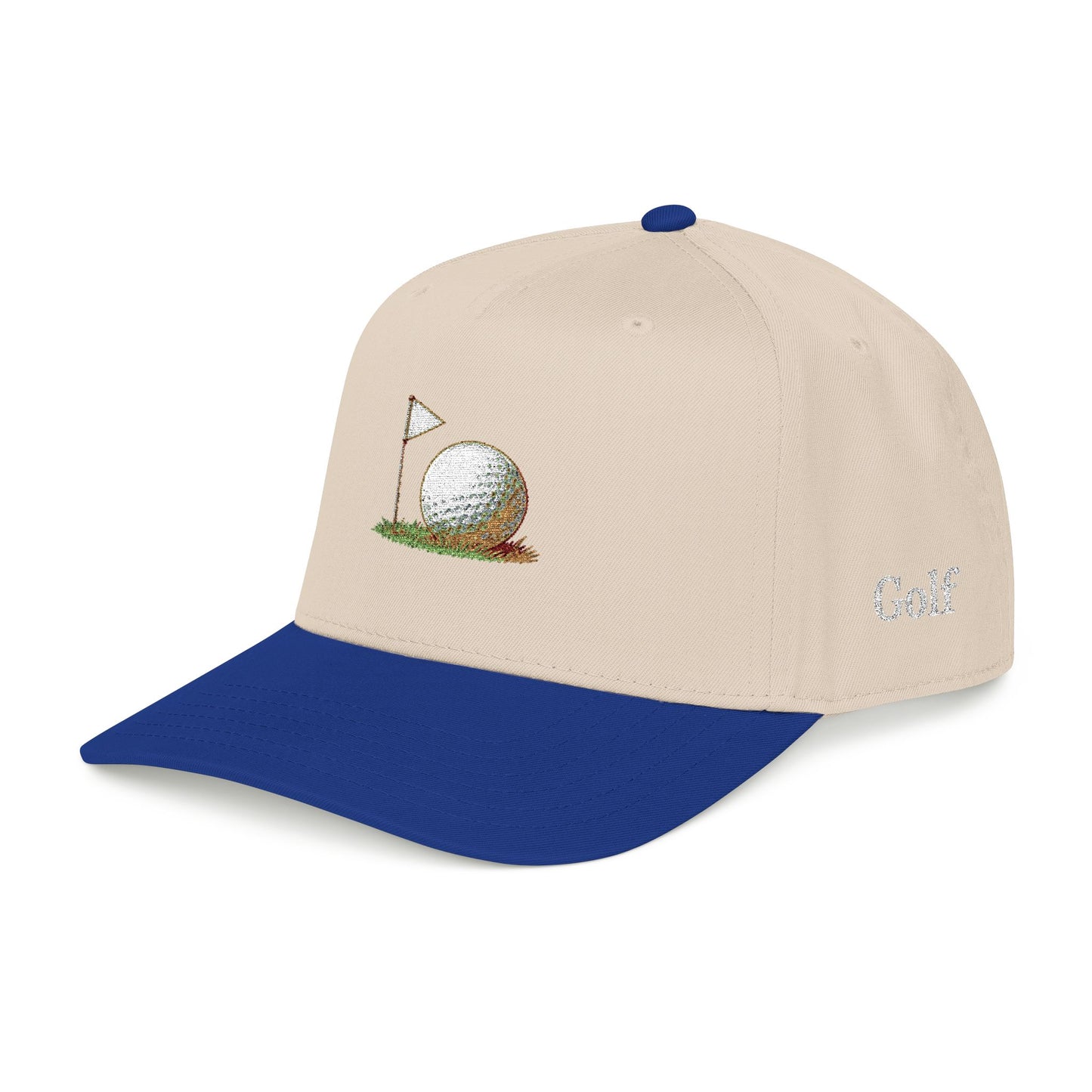 Vintage Golf Mid Profile Baseball Cap – Embroidered Golf Ball Flag Hat