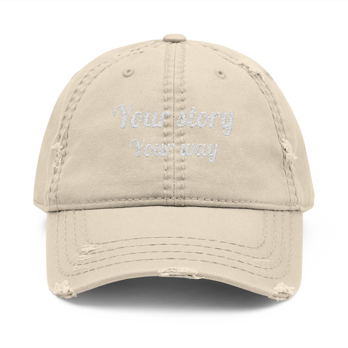 Personalized Embroidered Distressed Dad Hat | Custom Text Vintage Cap | Your Story Your Way | Beach Town, Name or Phrase Hat | Up to 15 Characters