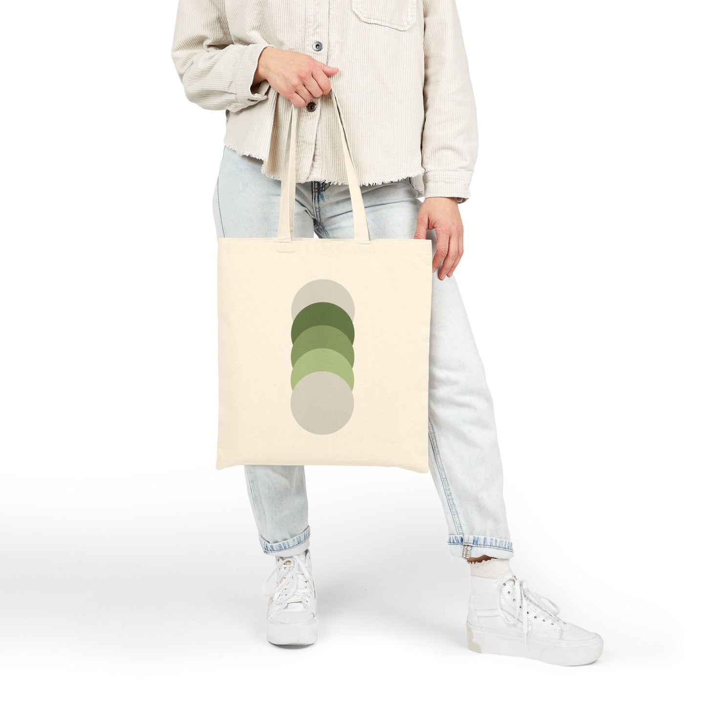 Stay Centered Minimalist Cotton Canvas Tote Bag – Sage Green Wellness Aesthetic Everyday Carryall