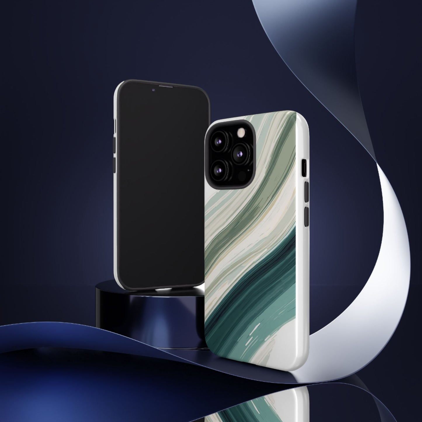 Sea Glass Drift Phone Case – Coastal Abstract Ocean Waves iPhone Case | Sage Green Minimalist Protective Cover