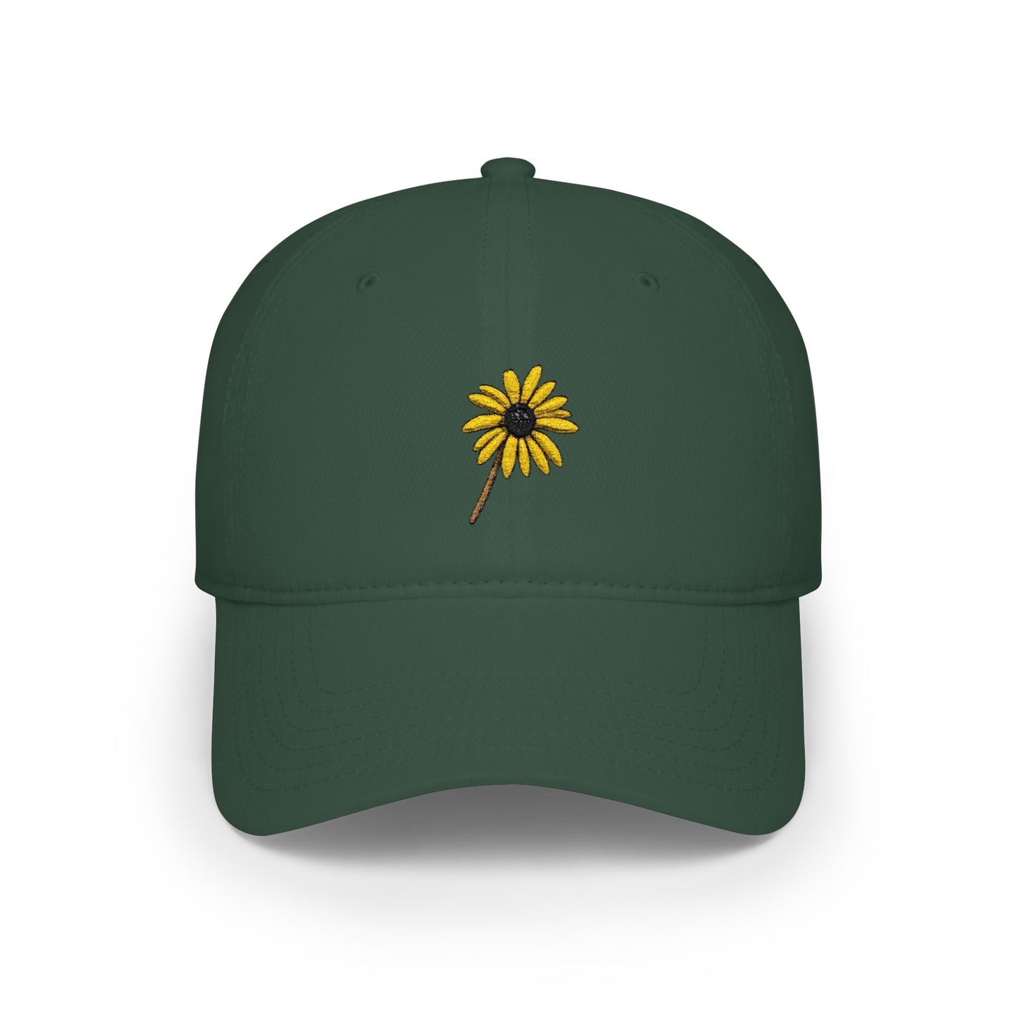 Black-Eyed Susan Mom Cap — Low Profile Baseball Hat, with Embroidered flower front and Mom text back