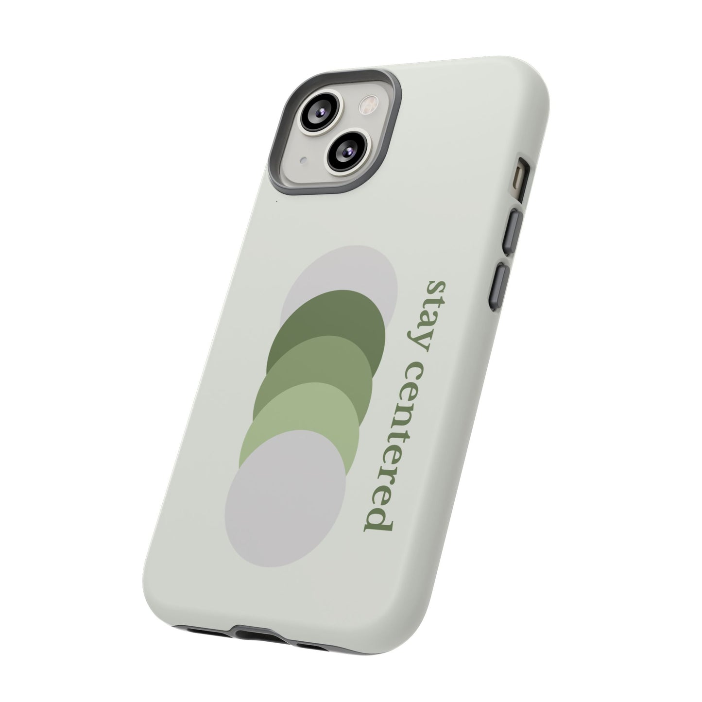 Stay Centered Minimalist Phone Case – Sage Green Wellness Aesthetic iPhone Case | Modern Neutral Protective Cover