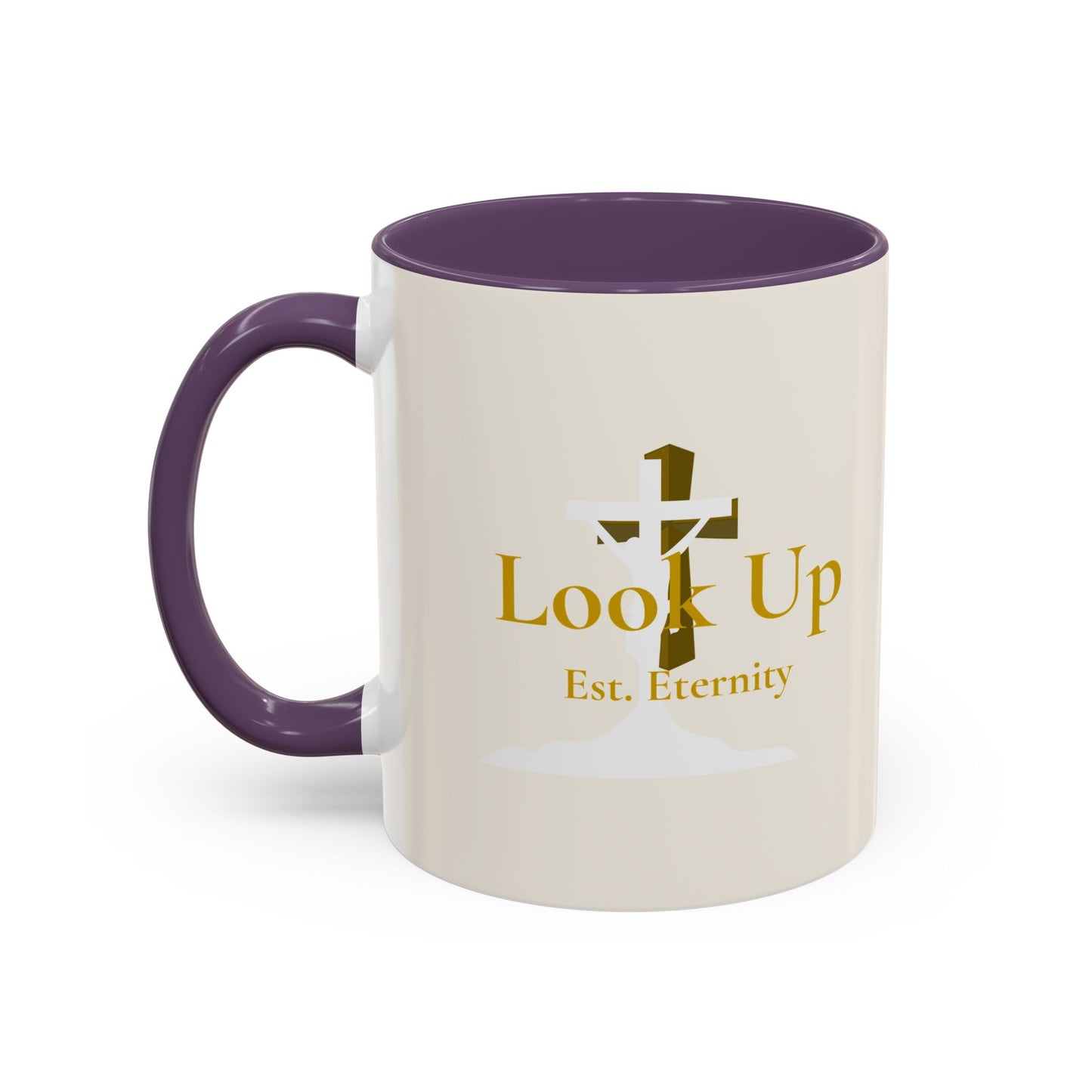 Look Up Est. Eternity Accent Coffee Mug with Cross – 11 oz & 15 oz