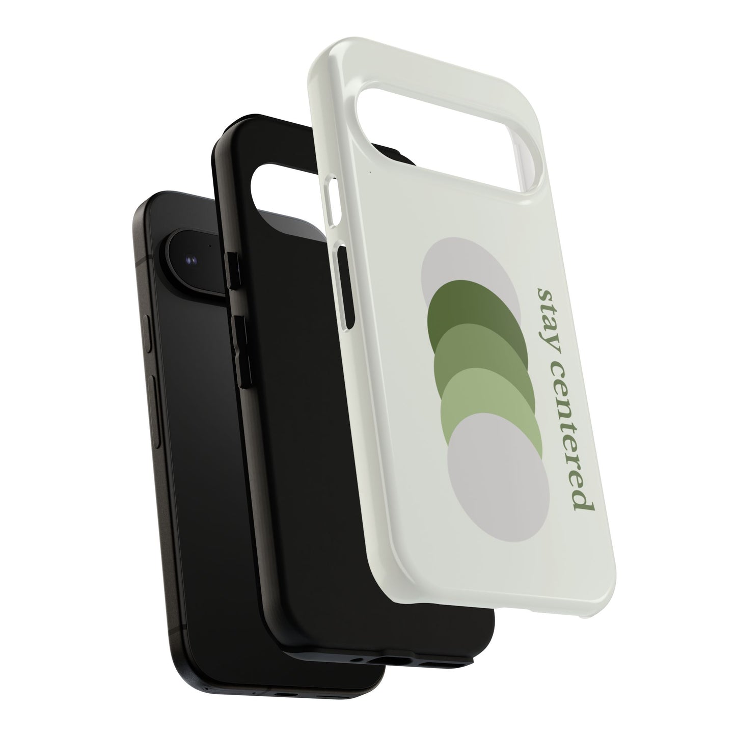 Stay Centered Minimalist Phone Case – Sage Green Wellness Aesthetic iPhone Case | Modern Neutral Protective Cover