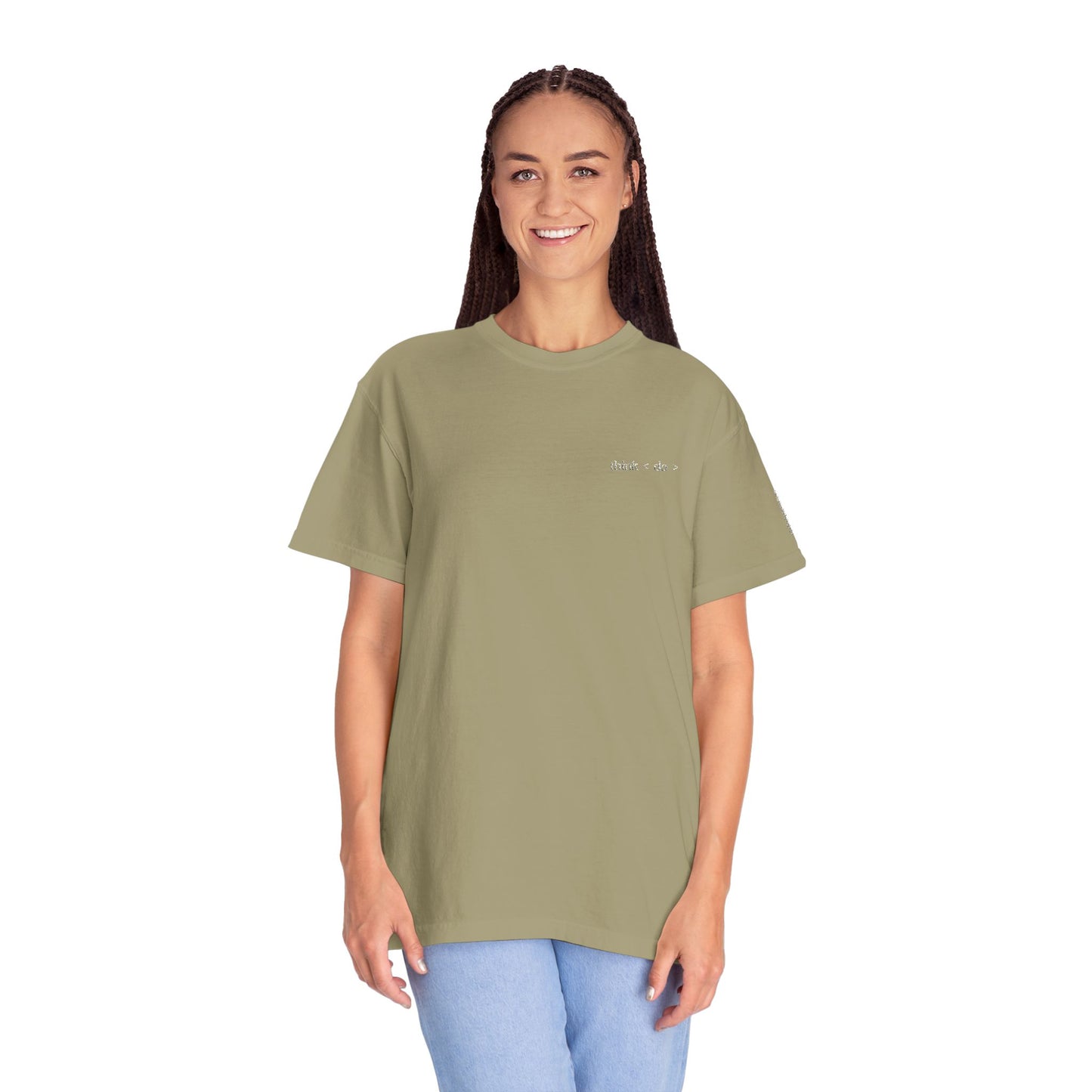 Think < Do > Embroidered Unisex T-Shirt | Minimalist Everyday Tee | Ivory Thread