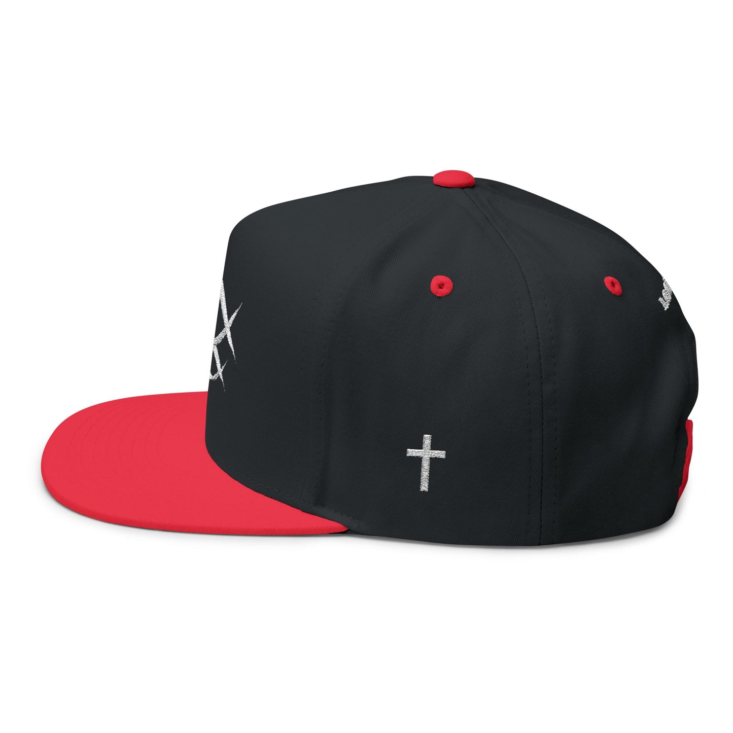 Christian Fish Embroidered Flat Bill Cap — "Look Up" Snapback