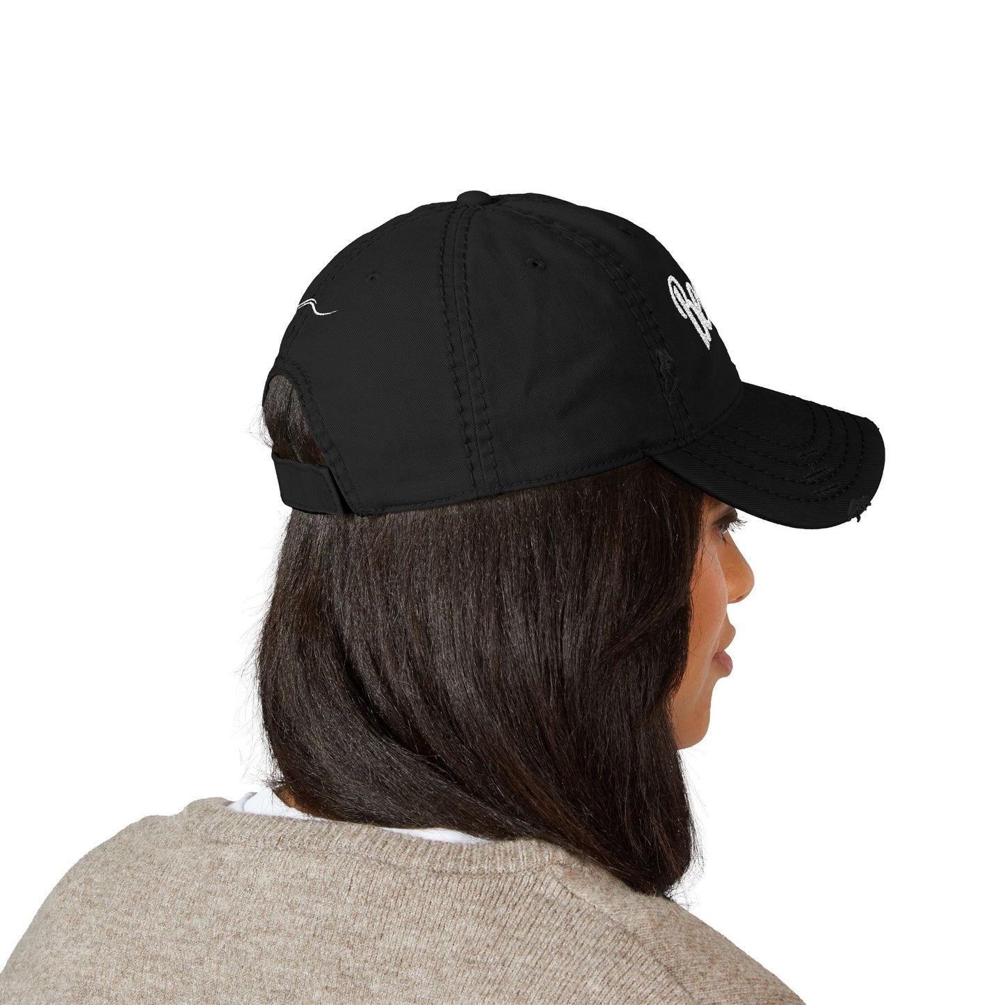 Beach Embroidered Distressed Dad Hat — Vintage Washed Baseball Cap
