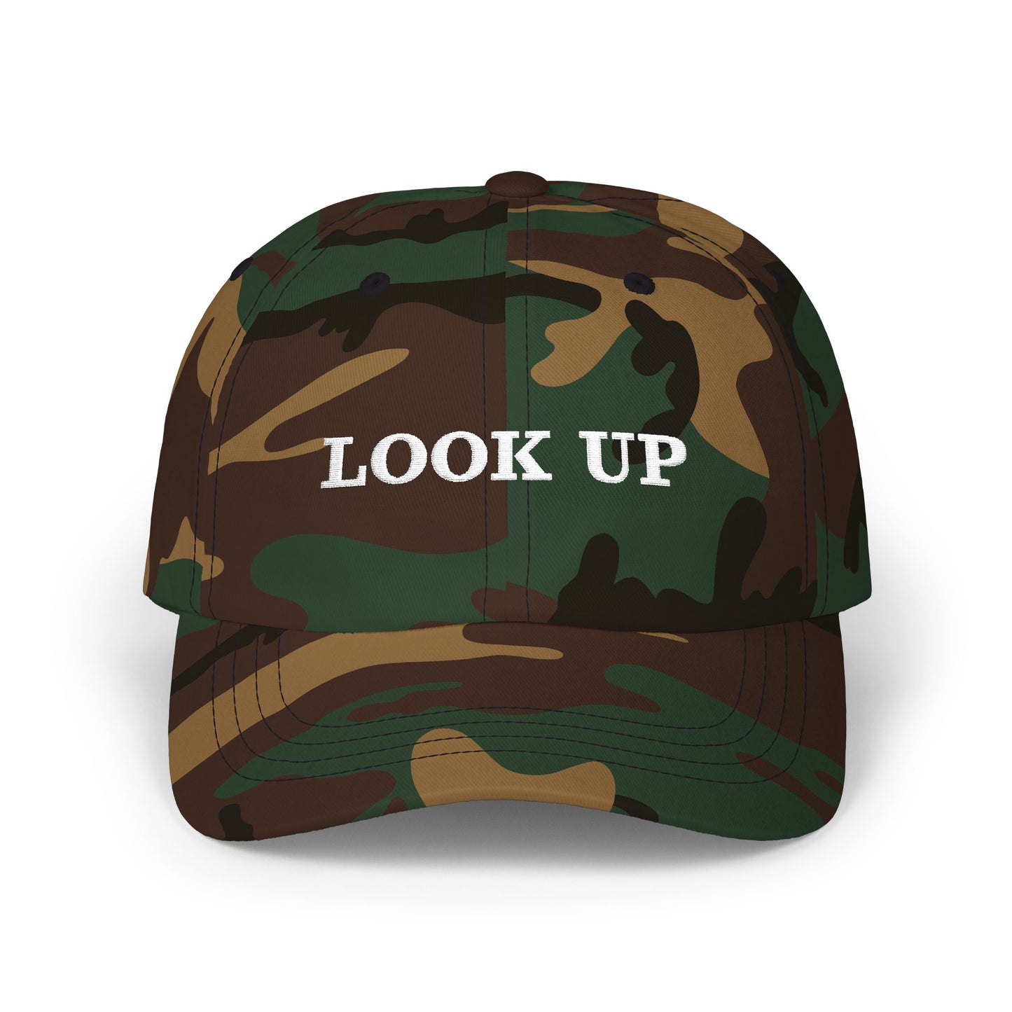 Look Up embroidered Dad Hat-Inspirational Cap with Double fish symbol on back