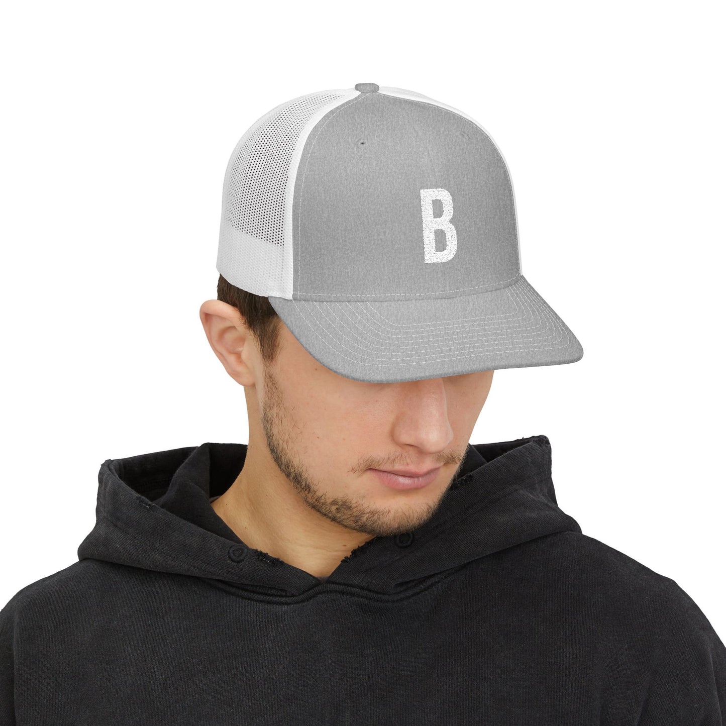 Boston (B) Embroidered Monogram Snapback Trucker Cap - Heritage Places Collection