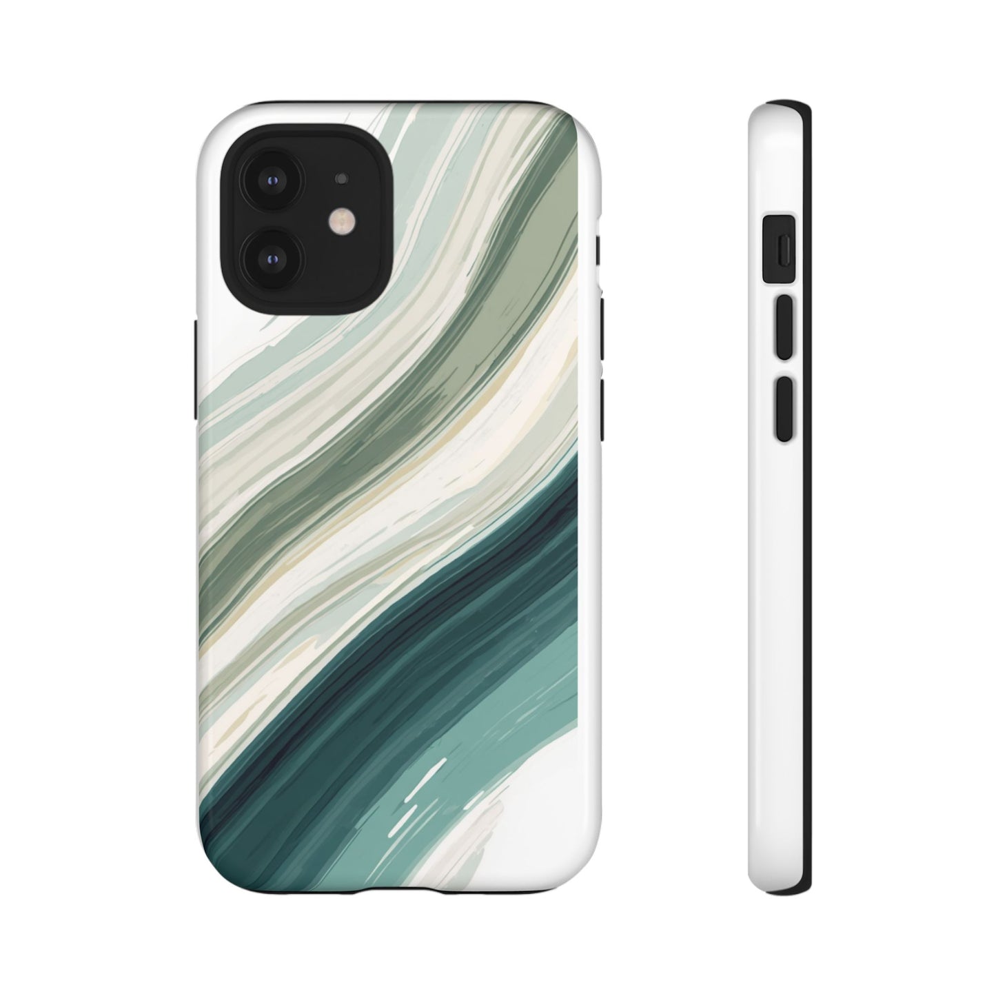 Sea Glass Drift Phone Case – Coastal Abstract Ocean Waves iPhone Case | Sage Green Minimalist Protective Cover