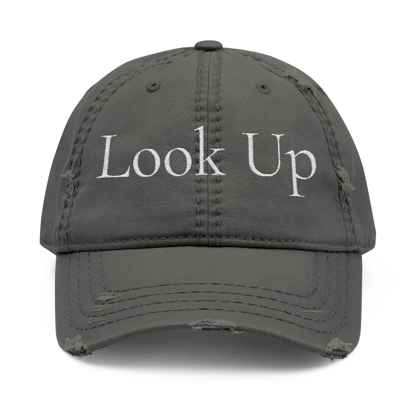 Look Up Cross distressed Dad Hat Embroidered Faith Cap