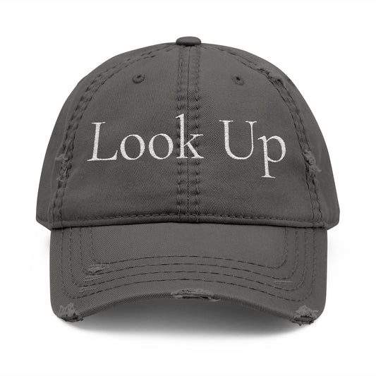 Look Up Cross distressed Dad Hat Embroidered Faith Cap