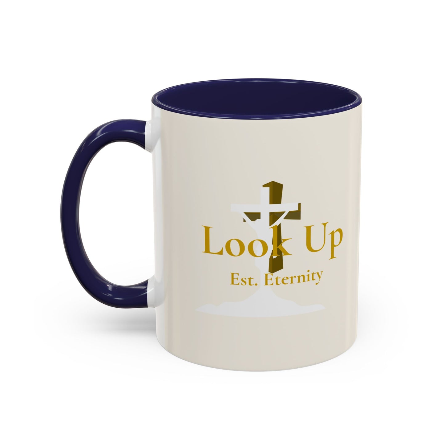 Look Up Est. Eternity Accent Coffee Mug with Cross – 11 oz & 15 oz