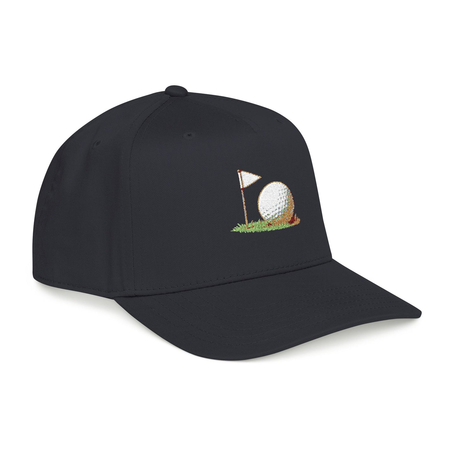 Vintage Golf Mid Profile Baseball Cap – Embroidered Golf Ball Flag Hat