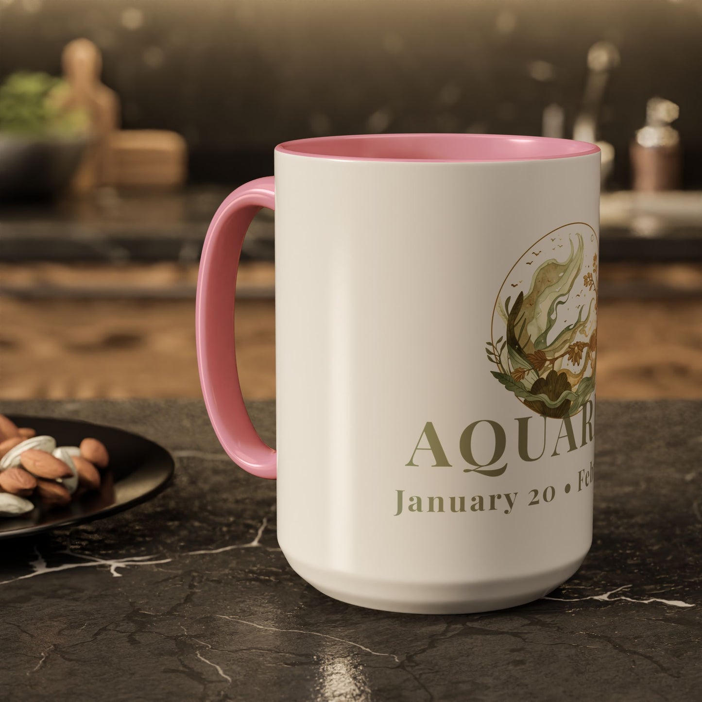 Aquarius Zodiac Mug - January 20 - February 18 Astrology Coffee Cup - Water Flow Zodiac Sign Mug - 15 oz.