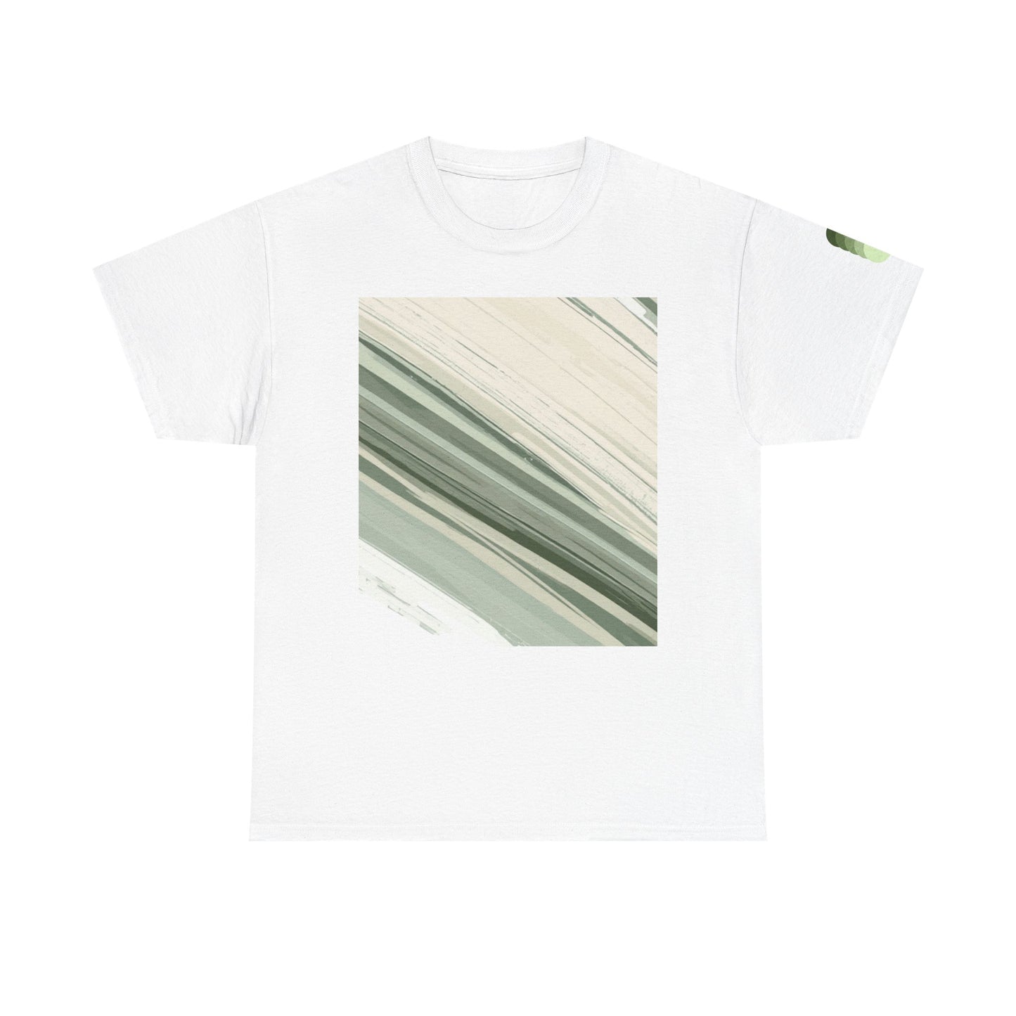 Sea Glass Drift Unisex Heavy Cotton Tee – Abstract Coastal Wave Graphic Shirt | Minimalist Sage Green Aesthetic Tee