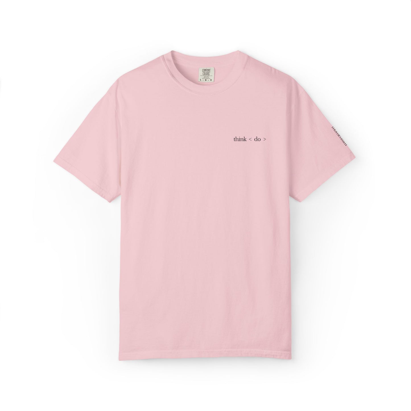 think < do > Embroidered Unisex T-Shirt | Espresso Thread with Momentum Sleeve Detail | Minimalist Everyday Tee