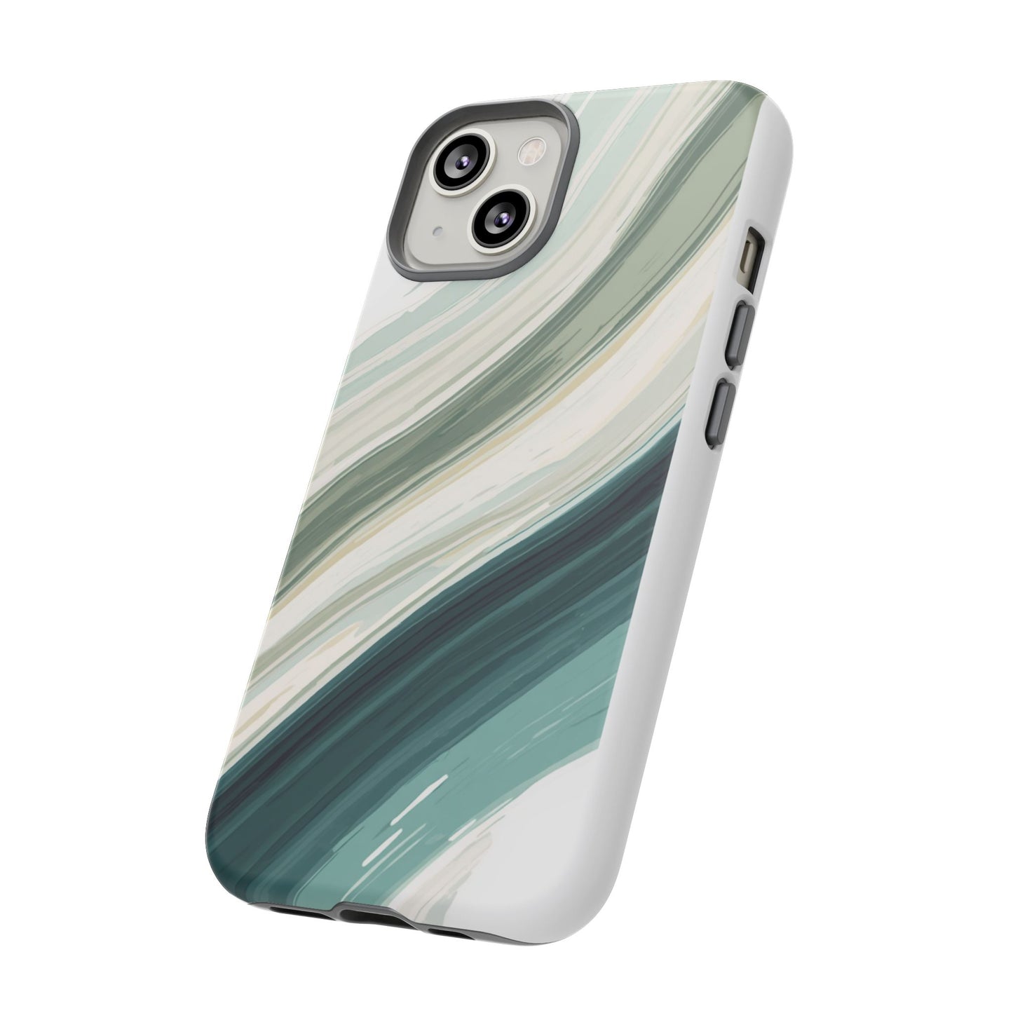 Sea Glass Drift Phone Case – Coastal Abstract Ocean Waves iPhone Case | Sage Green Minimalist Protective Cover