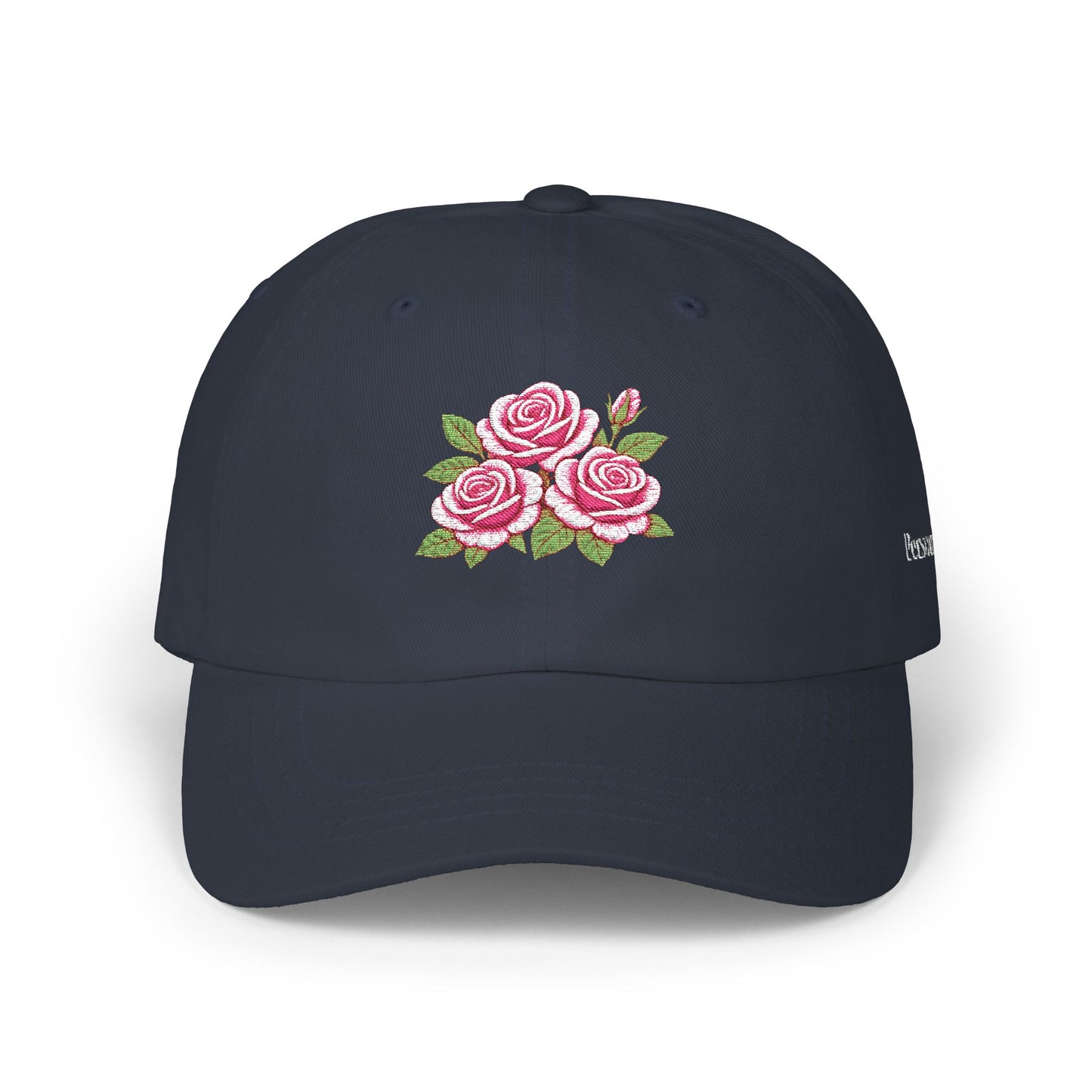 Embroidered Rose Floral Mama Dad Hat with Personalized Side Name