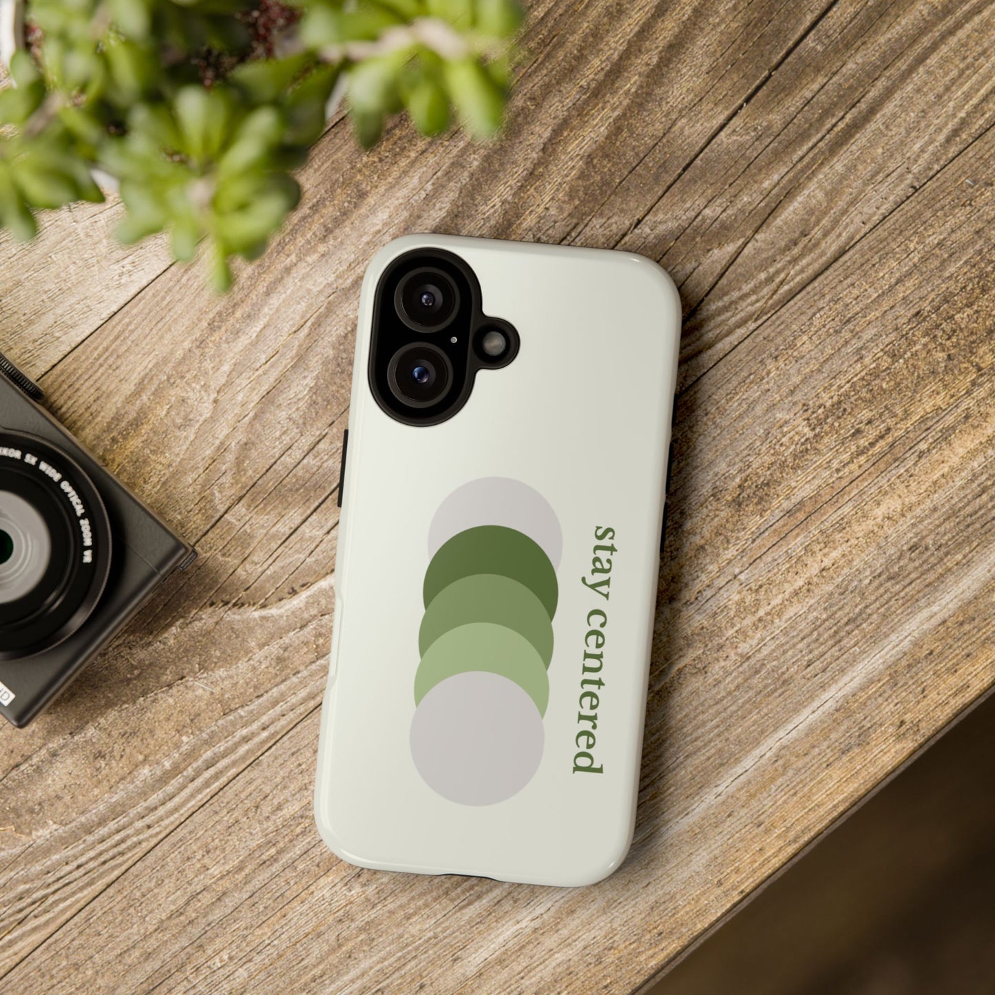 Stay Centered Minimalist Phone Case – Sage Green Wellness Aesthetic iPhone Case | Modern Neutral Protective Cover