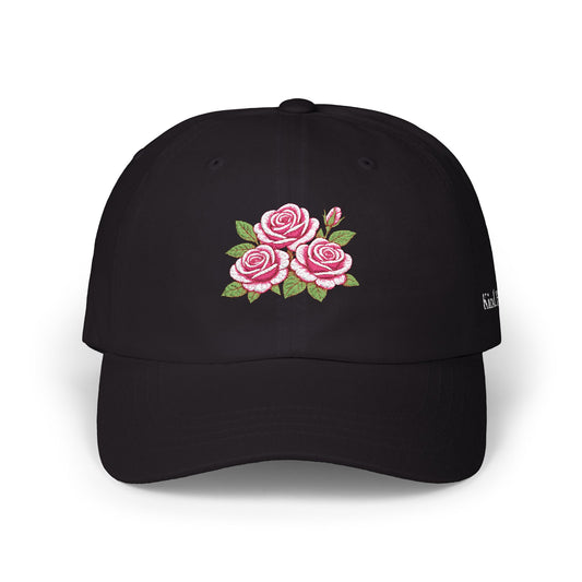 Embroidered Rose Floral Mama Dad Hat with Personalized Side Name