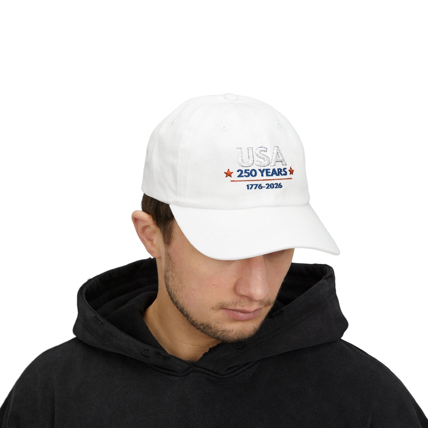USA 250 Years Embroidered Classic Dad Cap | 1776–2026 Patriotic Anniversary Hat