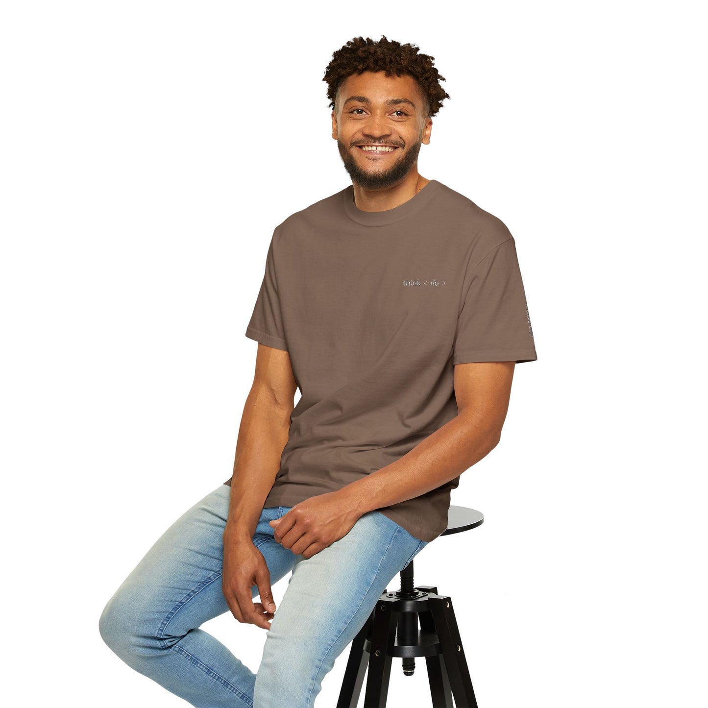 Think < Do > Embroidered Unisex T-Shirt | Minimalist Everyday Tee | Ivory Thread