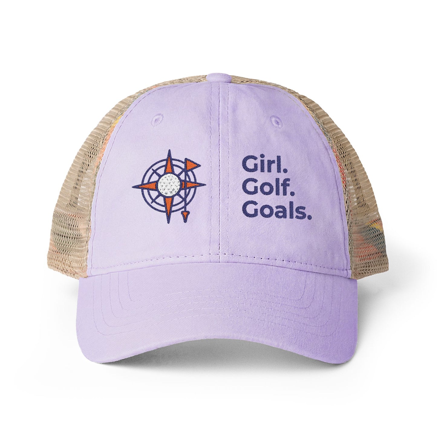 Girl. Golf. Goals. Women’s Washed Mesh-Back Cap