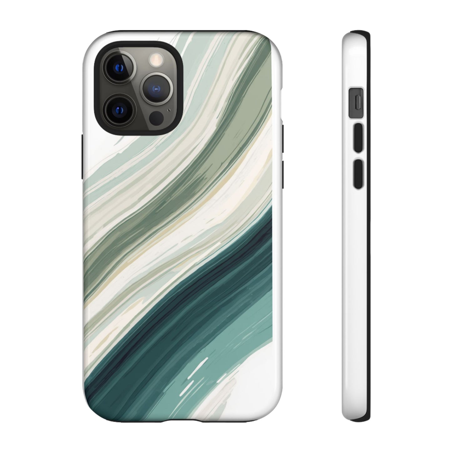 Sea Glass Drift Phone Case – Coastal Abstract Ocean Waves iPhone Case | Sage Green Minimalist Protective Cover
