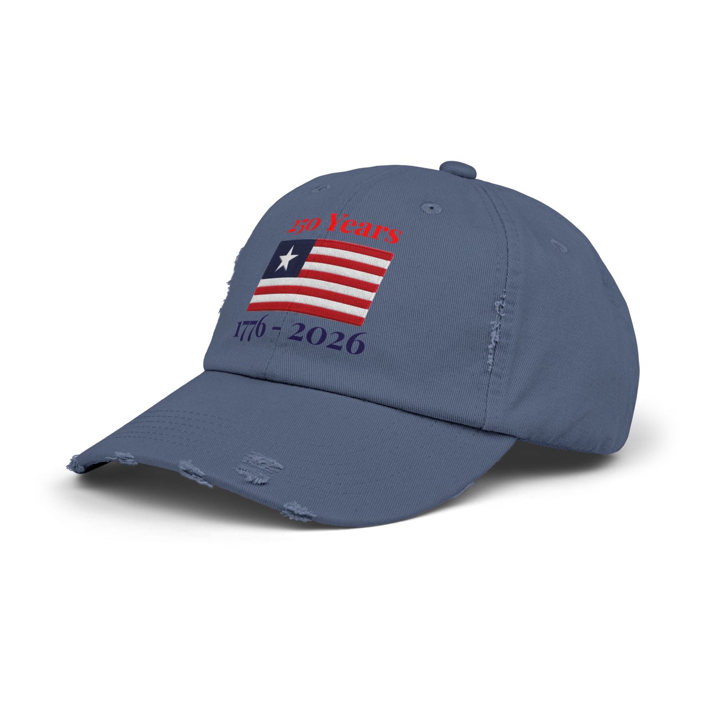 USA 250 Years Embroidered Distressed Dad Cap | 1776–2026 Patriotic Flag Hat