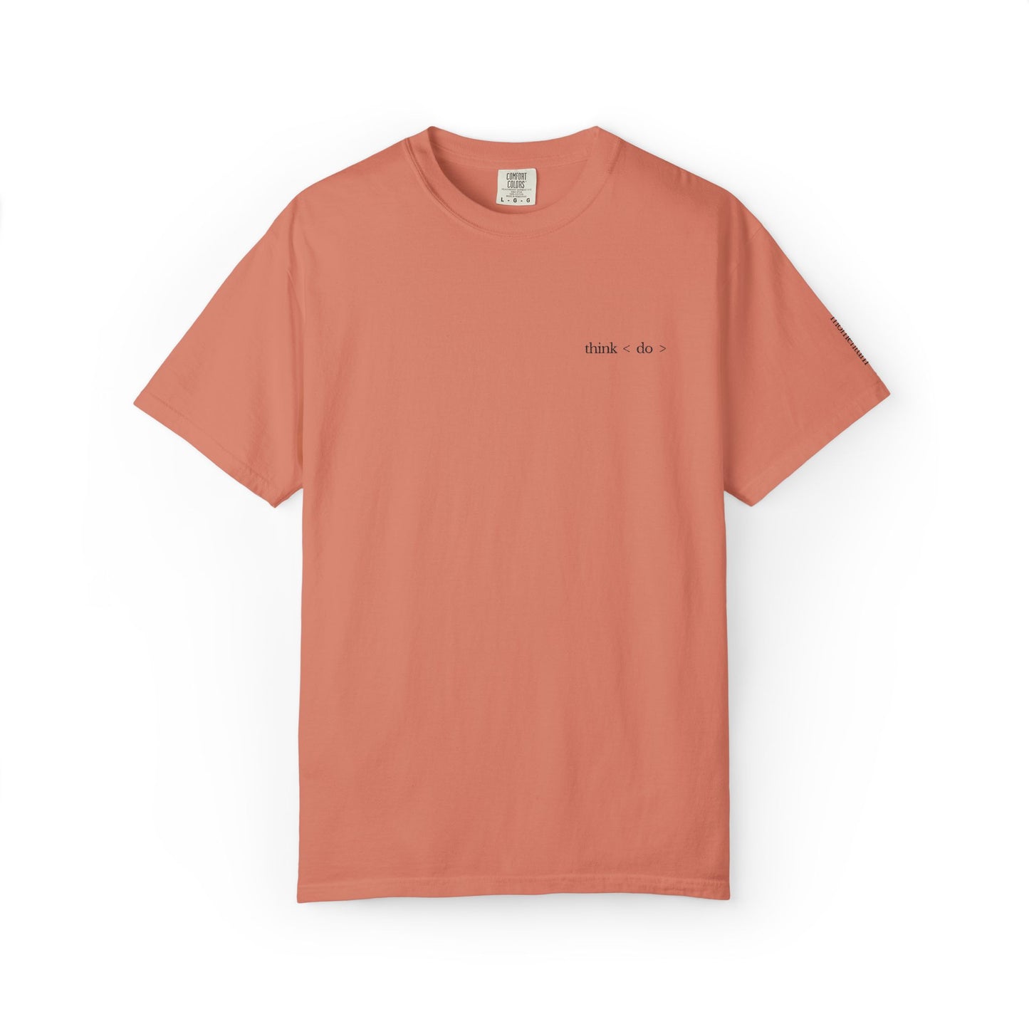 think < do > Embroidered Unisex T-Shirt | Espresso Thread with Momentum Sleeve Detail | Minimalist Everyday Tee
