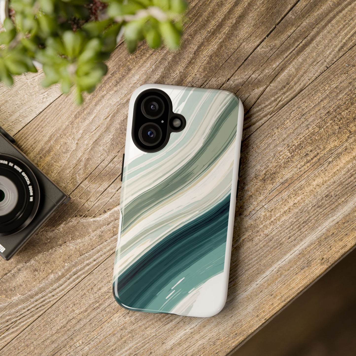 Sea Glass Drift Phone Case – Coastal Abstract Ocean Waves iPhone Case | Sage Green Minimalist Protective Cover